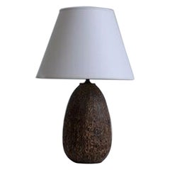 Vintage Sgraffito Earthenware Carved Ceramic Lamp, Mid-Century