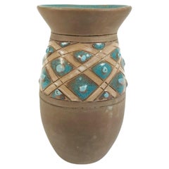 Vaso d'epoca in Studio Pottery decorato a graffito e smalto - Non firmato - Fine XX secolo