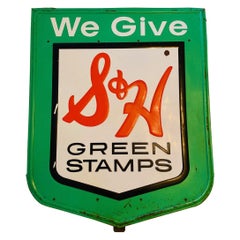 Vintage "S&H Green Stamps" Zeichen von Stout Sign Co.