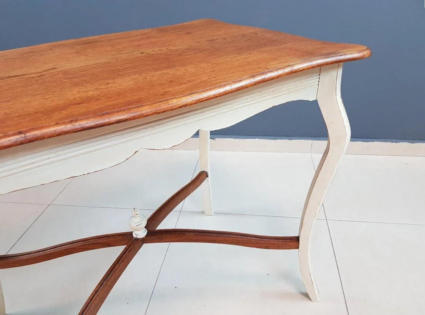 20th Century Vintage Shabby Chic Louis XV Style Side Table on Cabriole Legs For Sale