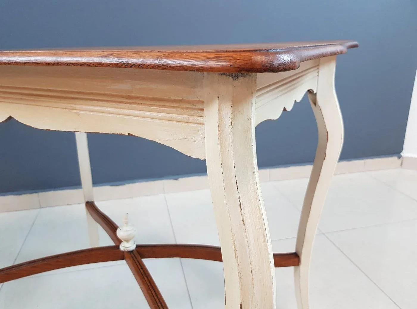 Vintage Shabby Chic Louis XV Style Side Table on Cabriole Legs For Sale 1