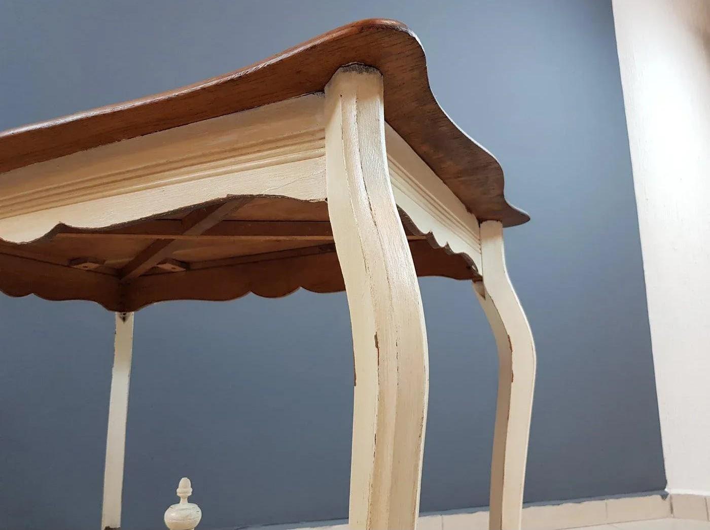 Vintage Shabby Chic Louis XV Style Side Table on Cabriole Legs For Sale 2