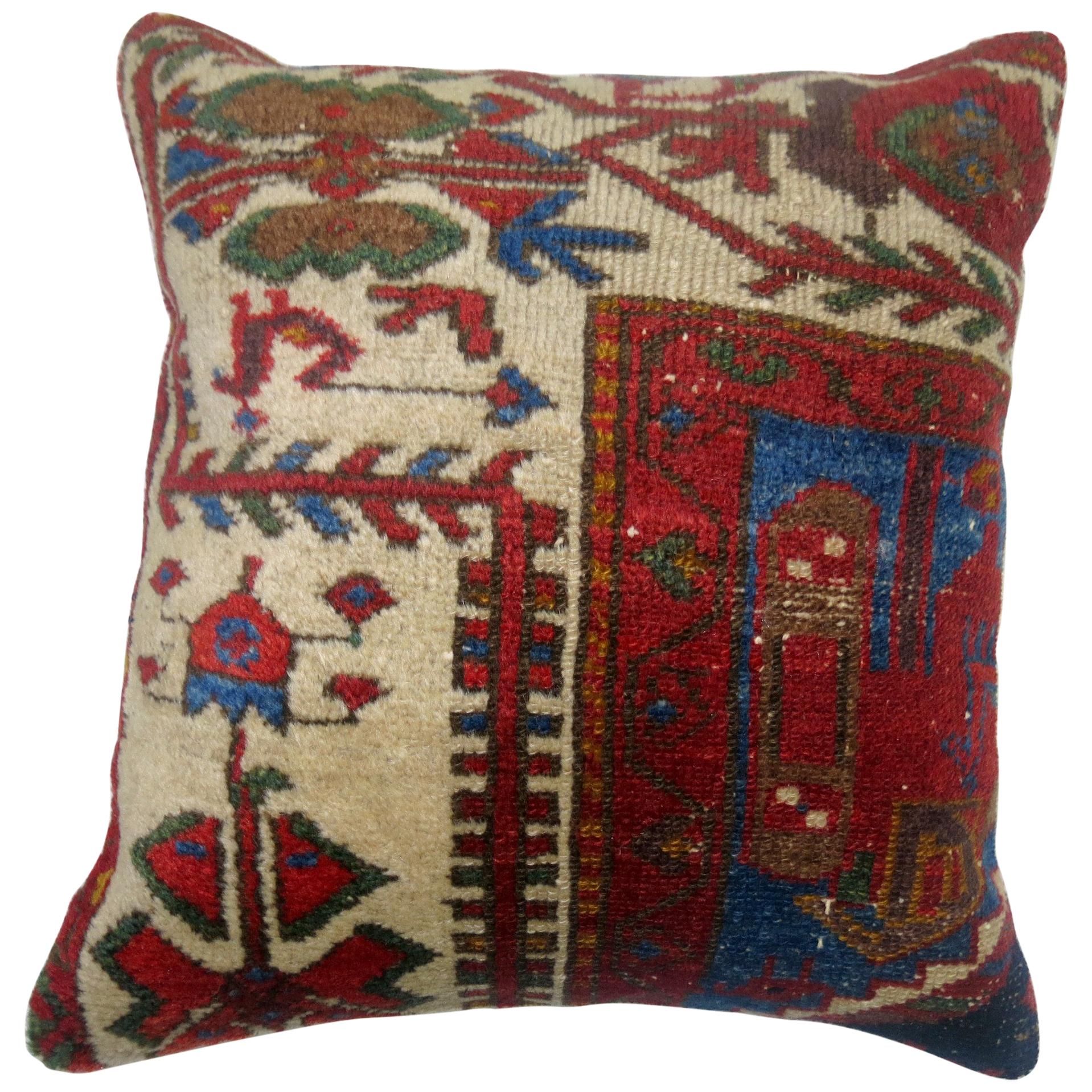 Vintage Shabby Persian Rug Pillow