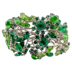 Vintage Shades of Green Crystal Cuff 1950s Vintage Shades of Green Crystal Cuff 1950s
