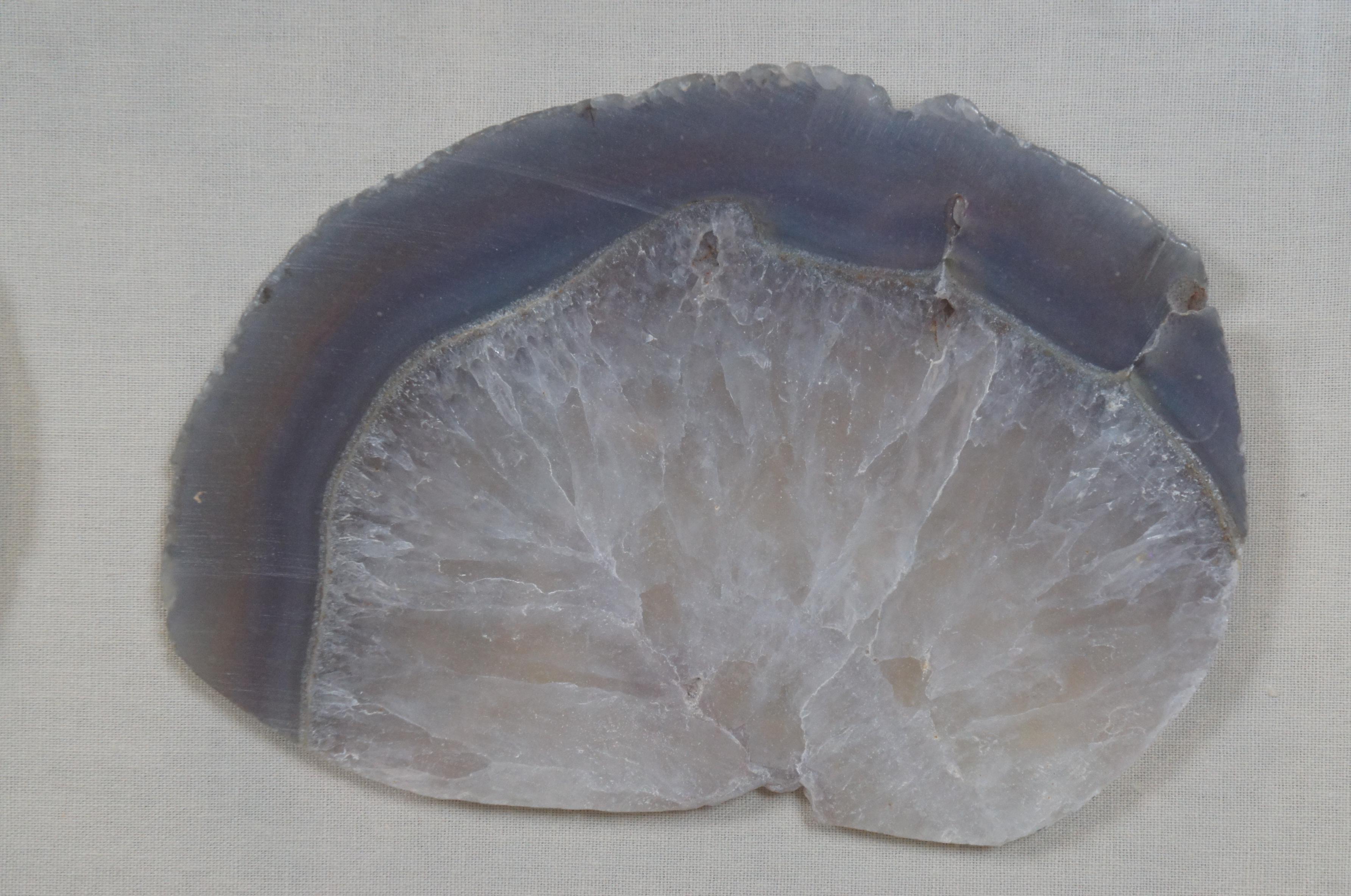 Vintage Shadowbox Wall Art Geode Chalcedony Agate Crystal Rock Slices 32