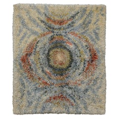 Shaggy Schwedischer Vintage-Teppich mit bunten Kreisen