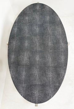 Vintage Shagreen Oval Coffee Table on a Silvered Metal Base