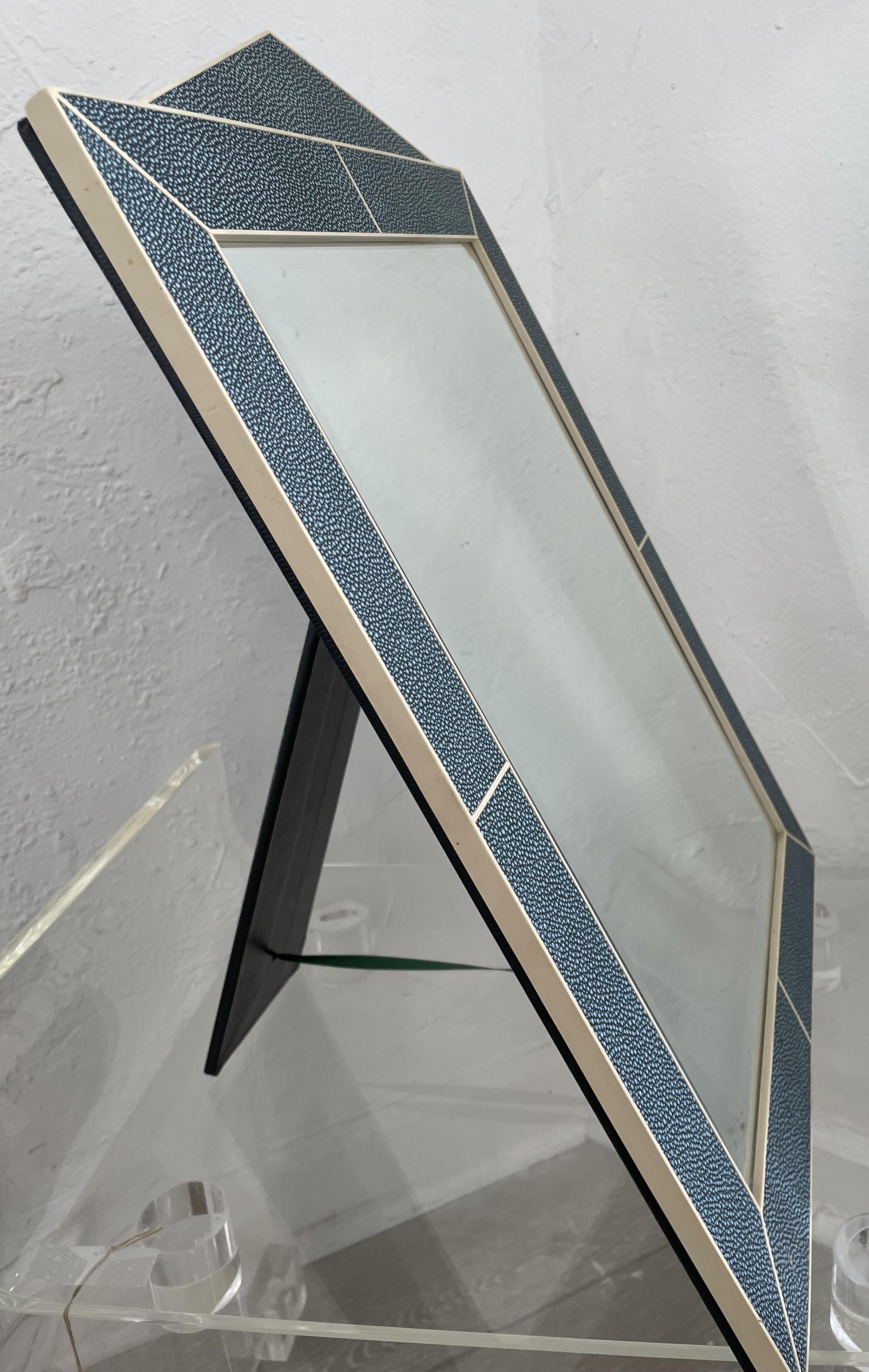 Post-Modern Vintage Shagreen Table Mirror from London For Sale
