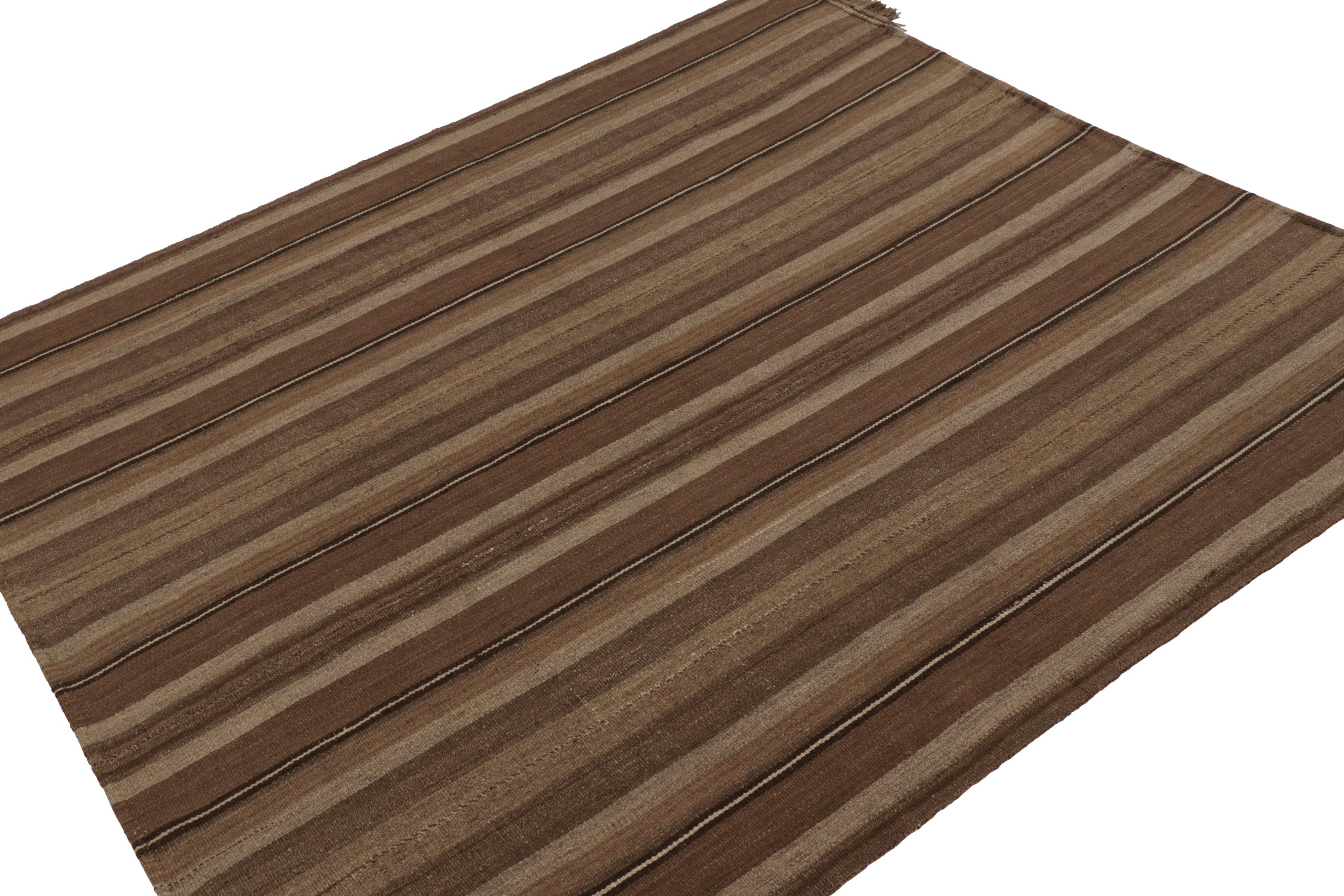 Tessuto a mano Kilim persiano vintage di Shahsavan Dashte Moghan con chevrons marroni - Rug & Kilim in vendita