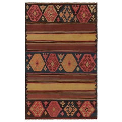 Vintage Shahsavan Dashte Moghan Persian Kilim avec Chevrons Marron - Rug & Kilim
