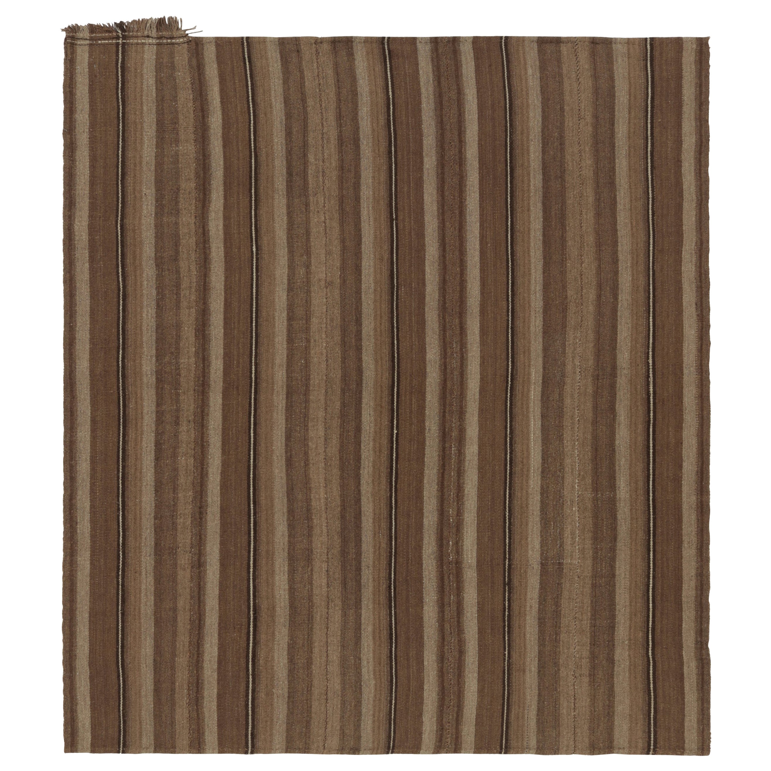 Kilim persiano vintage di Shahsavan Dashte Moghan con chevrons marroni - Rug & Kilim in vendita