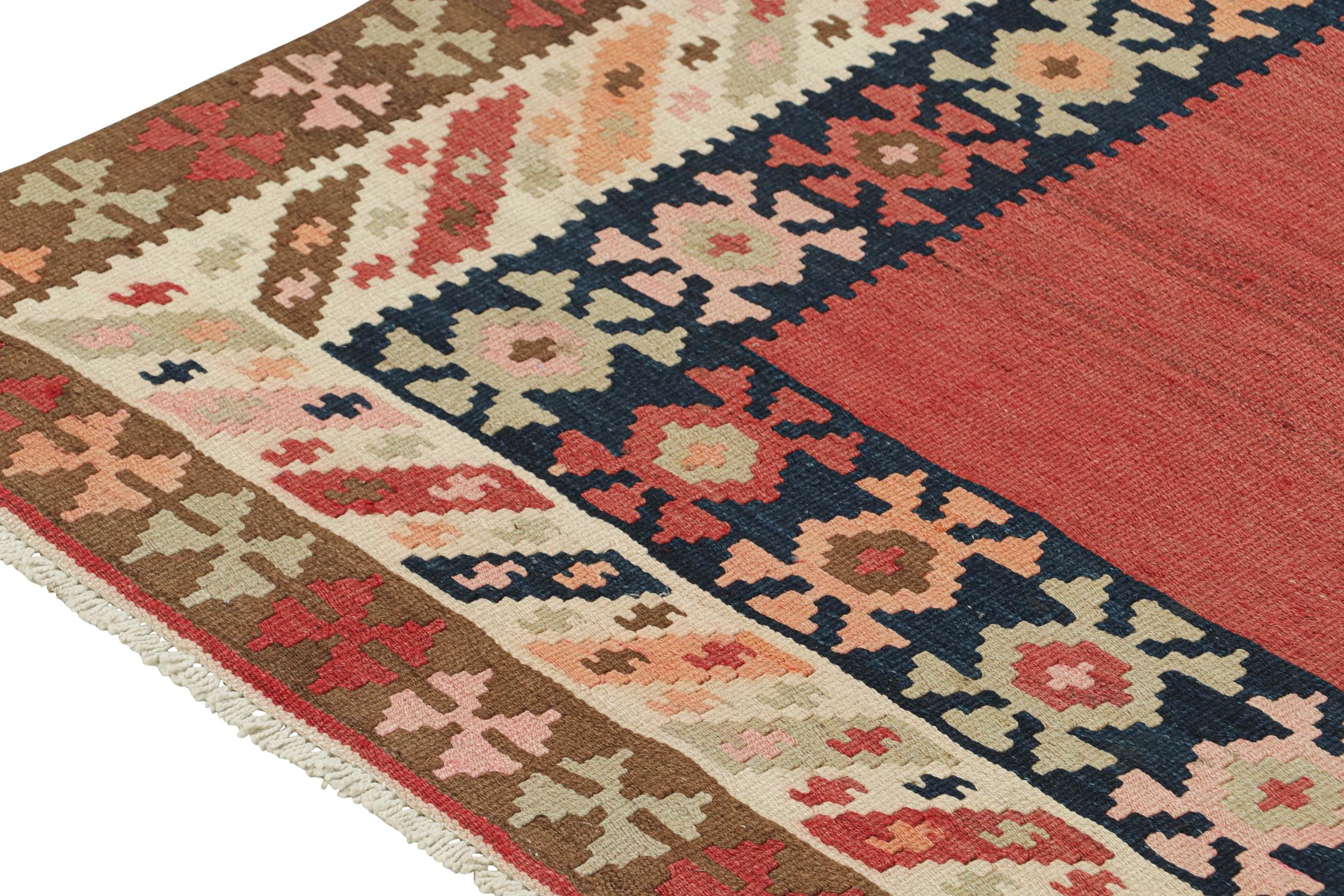 Vintage Shahsavan Persian Kilim in Red with Blue Medallion by Rug & Kilim In Good Condition For Sale In Long Island City, NY