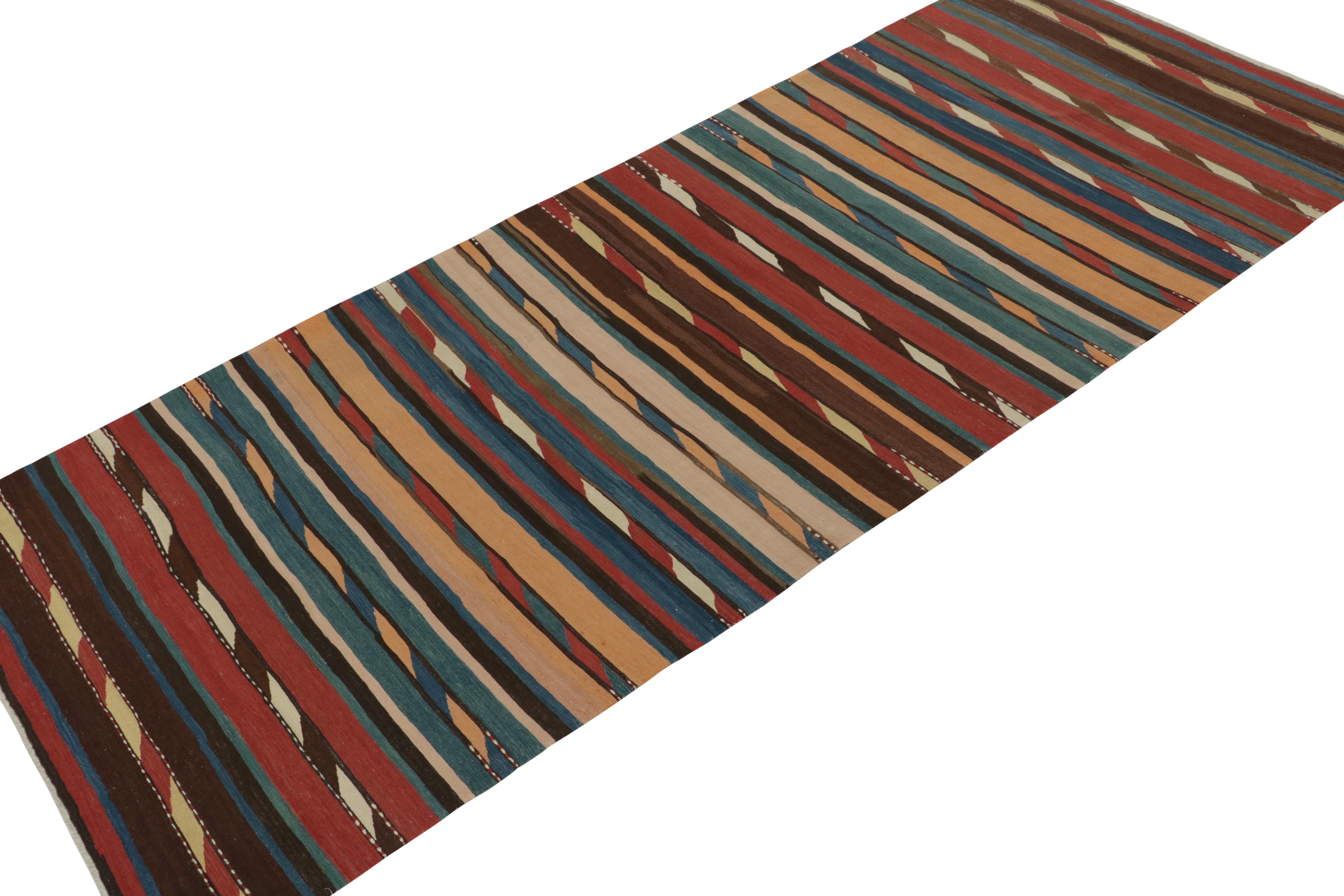 Tribal Vintage Shahsavan Kilim Rug in Polychromatic Stripes by Rug & Kilim For Sale