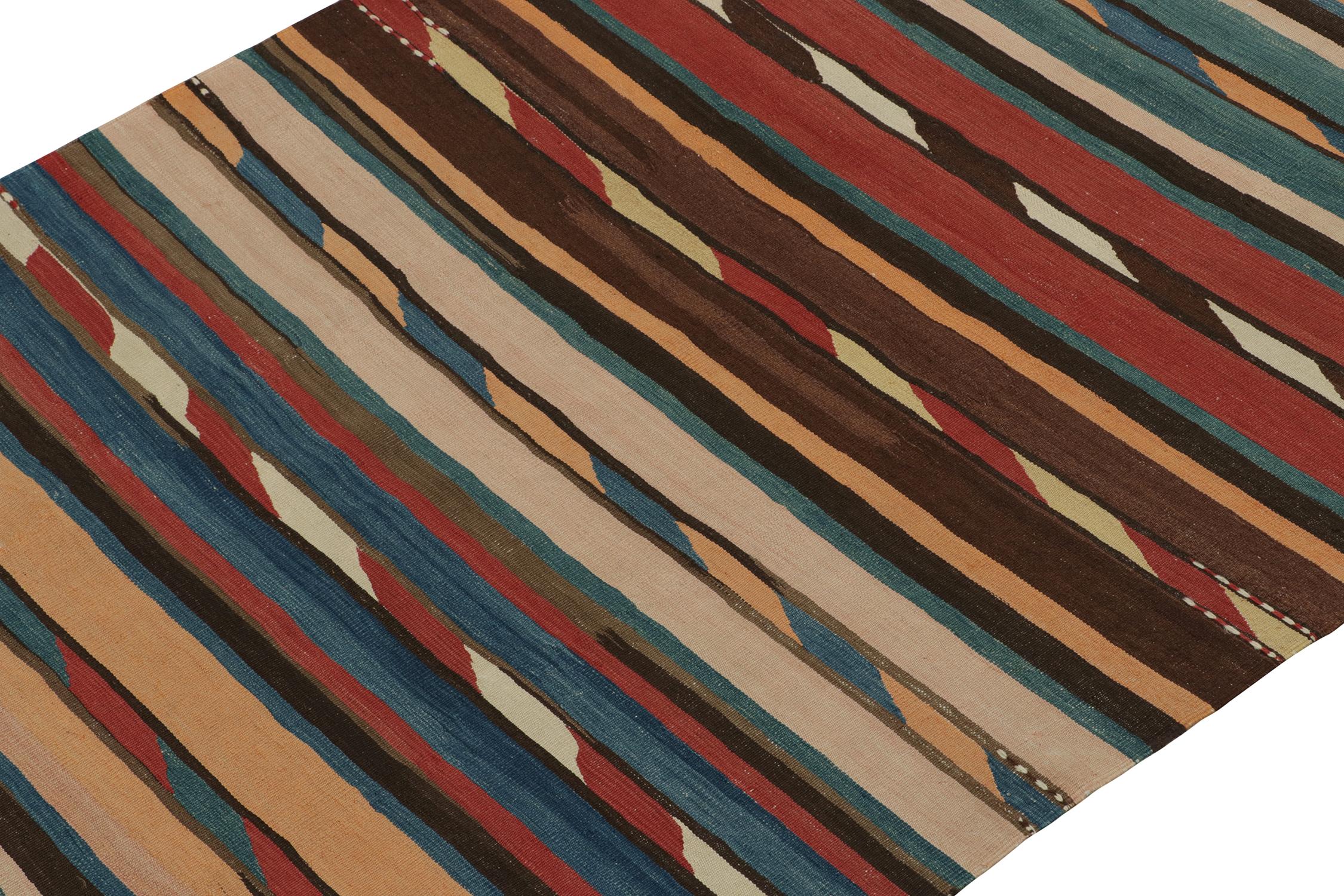Turkish Vintage Shahsavan Kilim Rug in Polychromatic Stripes by Rug & Kilim For Sale