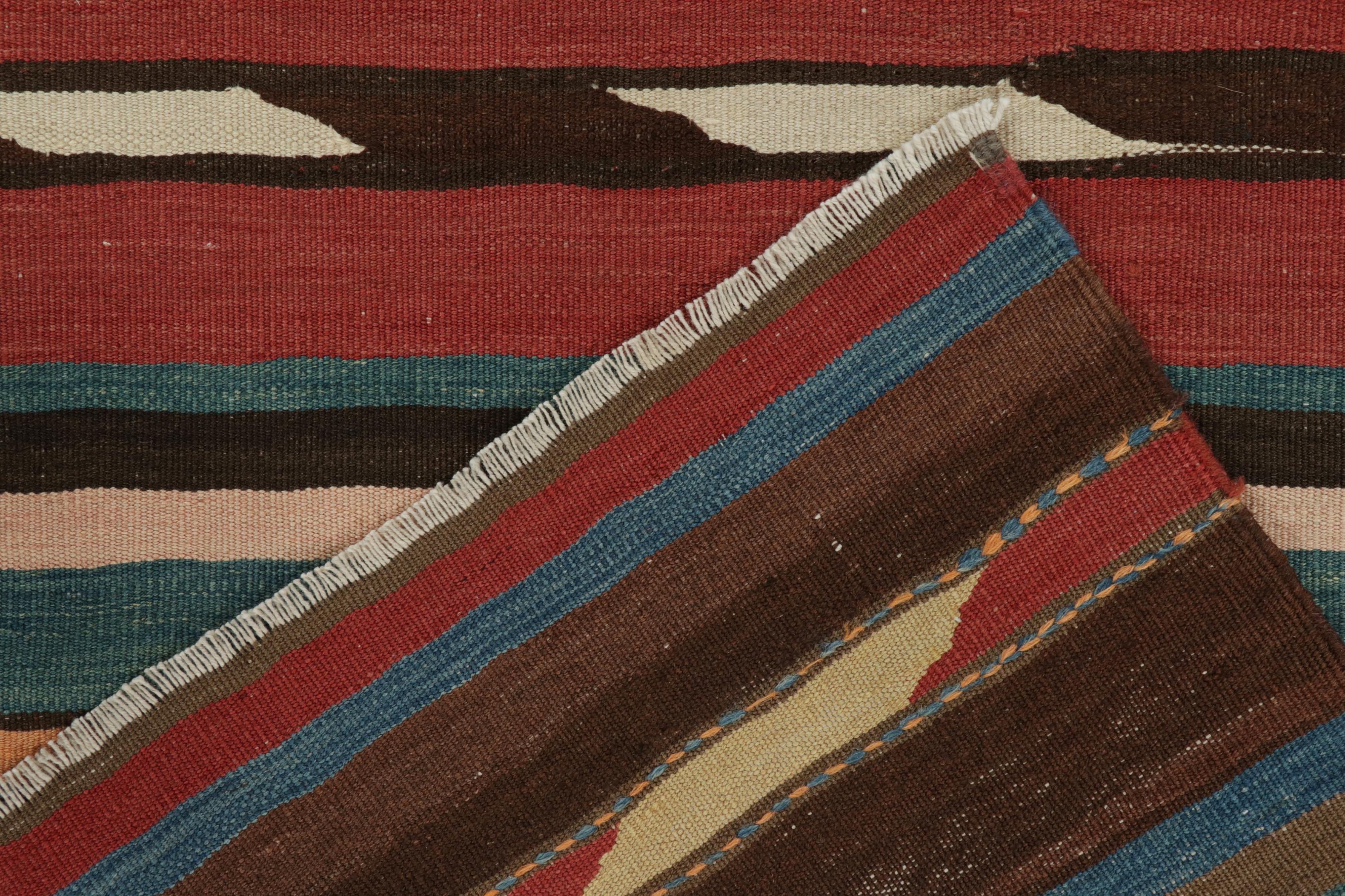Annodato a mano Tappeto Shahsavan Kilim vintage a strisce policrome di Rug & Kilim in vendita