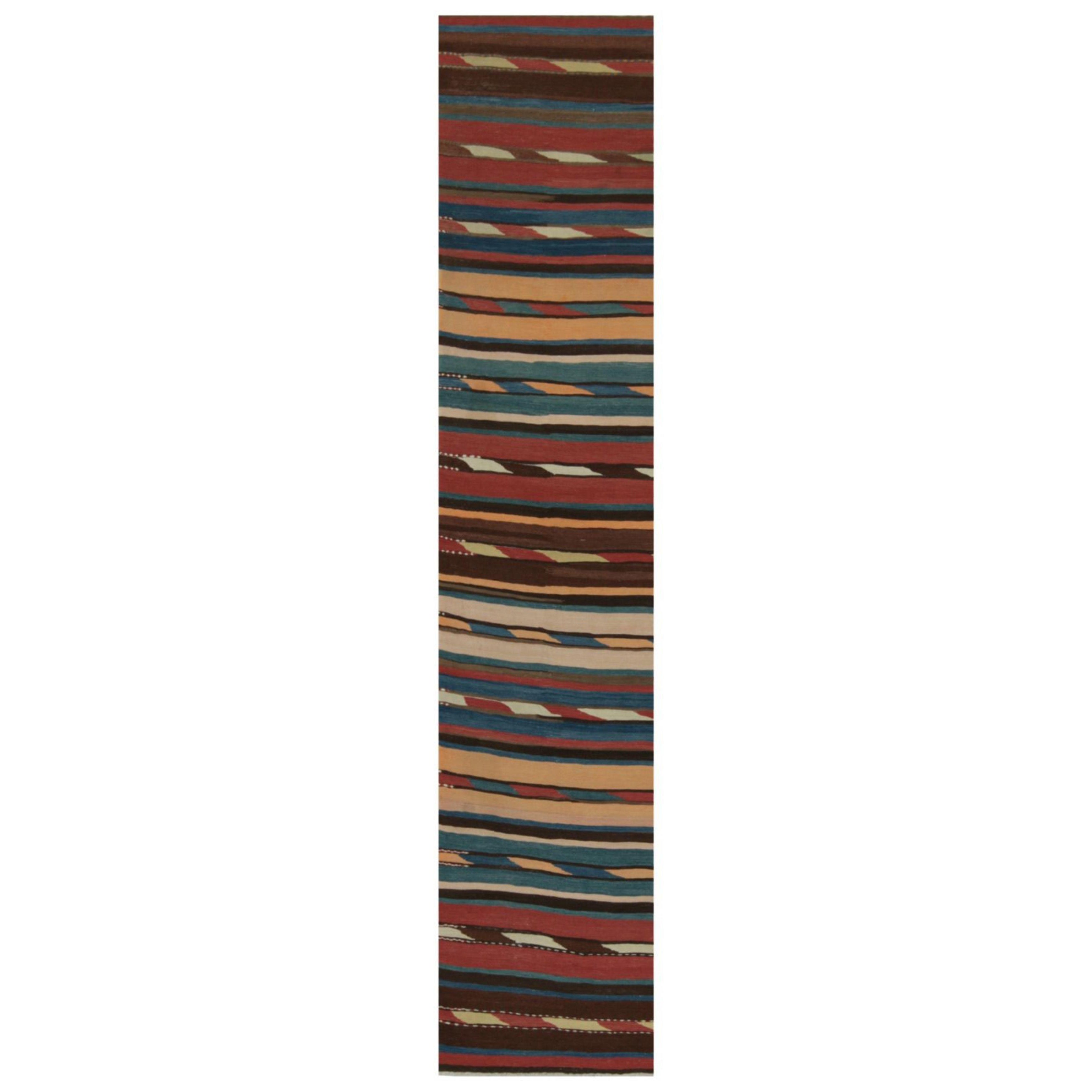 Tappeto Shahsavan Kilim vintage a strisce policrome di Rug
Kilim