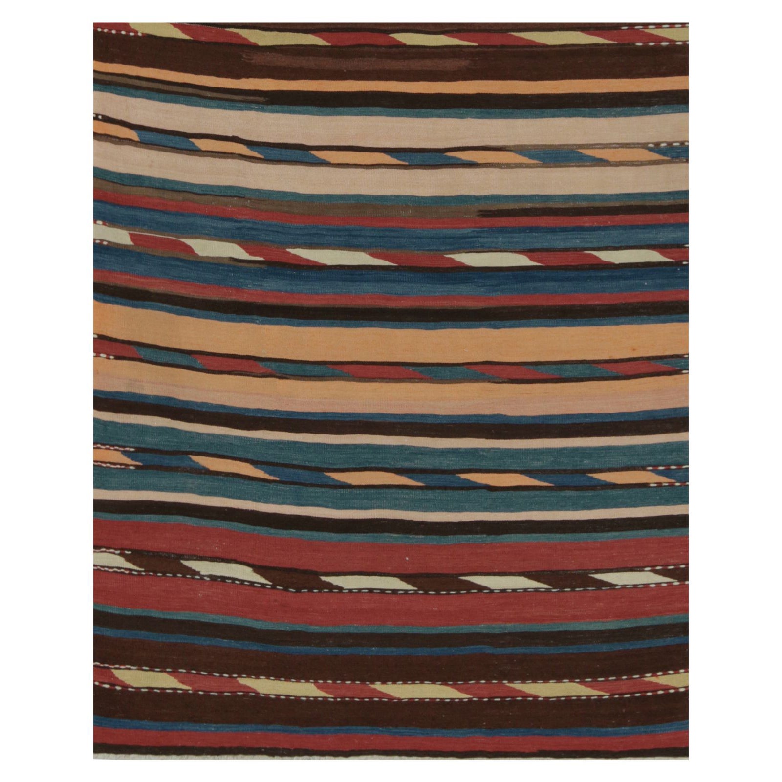 Tappeto Shahsavan Kilim vintage a strisce policrome di Rug 
Kilim