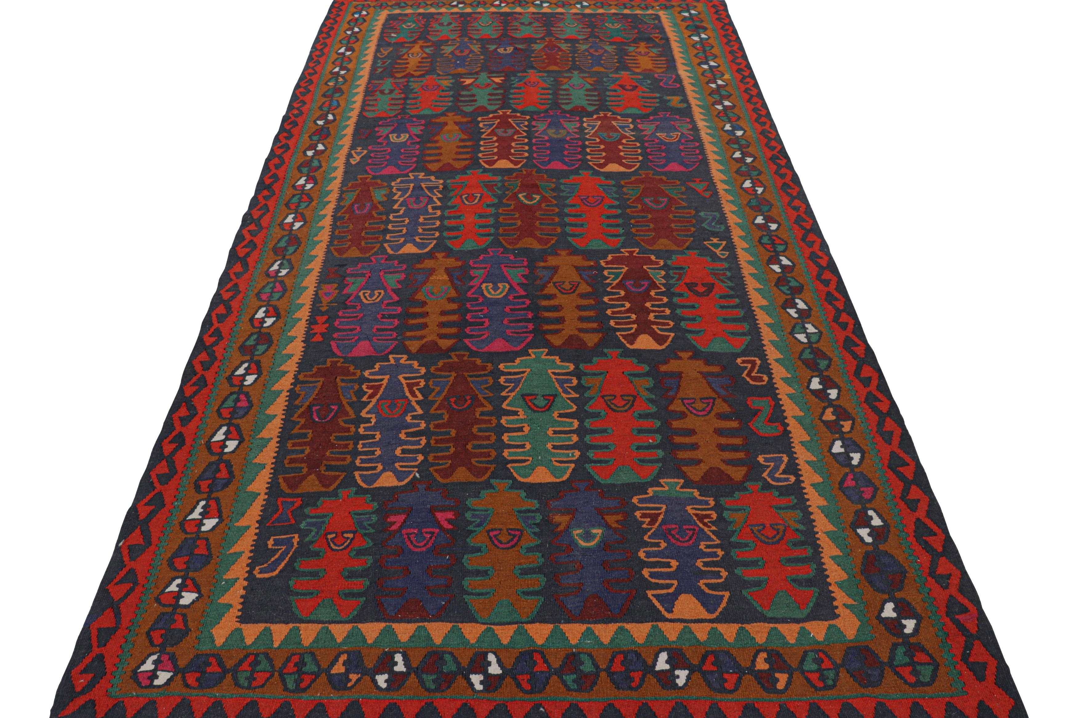 Hand-Woven Vintage Shahsavan Kilim with Polychromatic Geometric Patterns, from Rug & Kilim For Sale