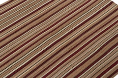 Vintage Shahsavan Palas Persian Kilim in Red, Beige-Brown Stripes