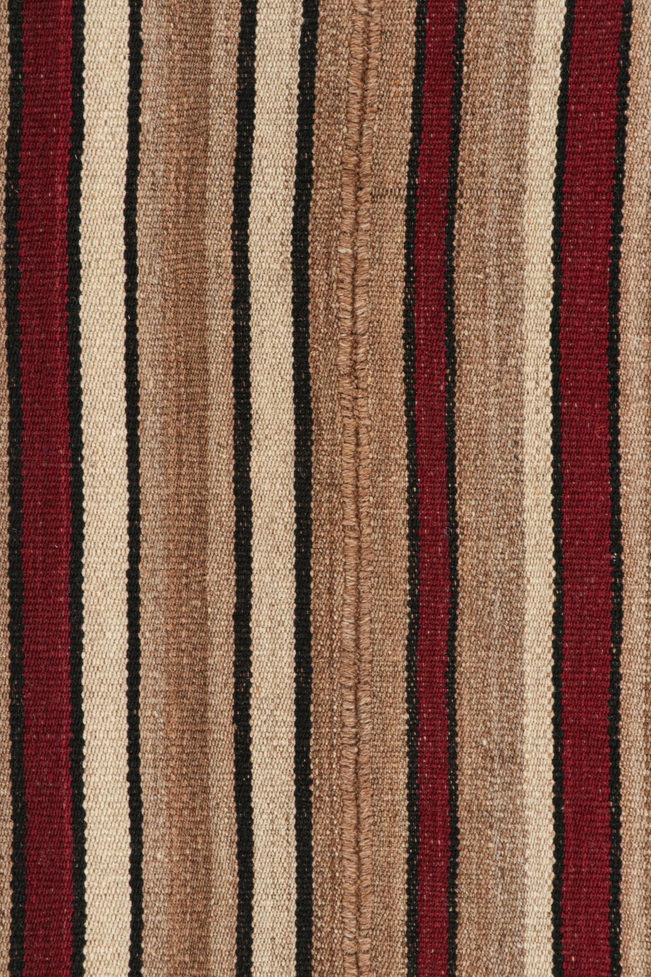 Tribal Vintage Shahsavan Palas Persian Kilim in Red, Beige-Brown Stripes For Sale