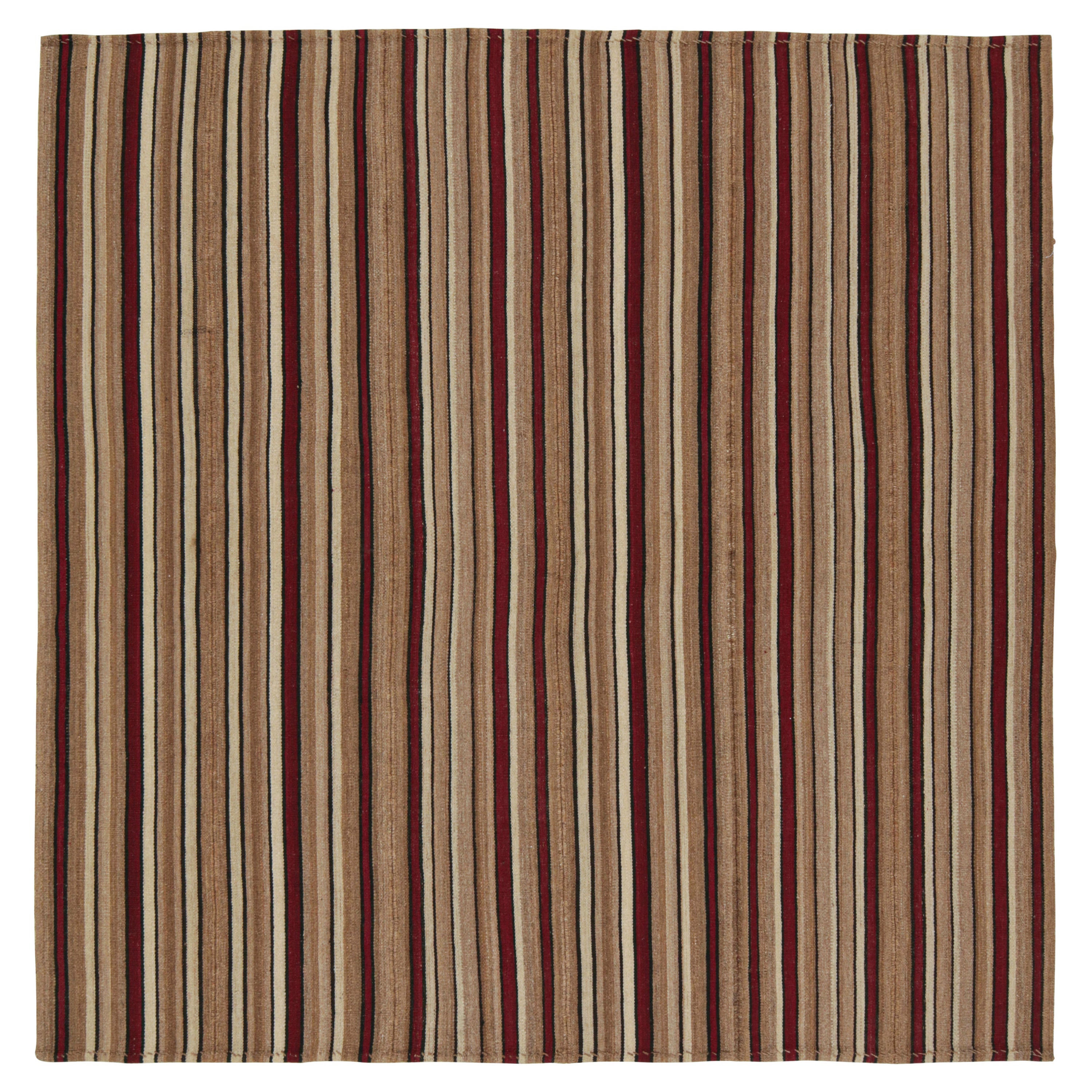 Shahsavan Palas - Kilim persan vintage à rayures rouges et beiges