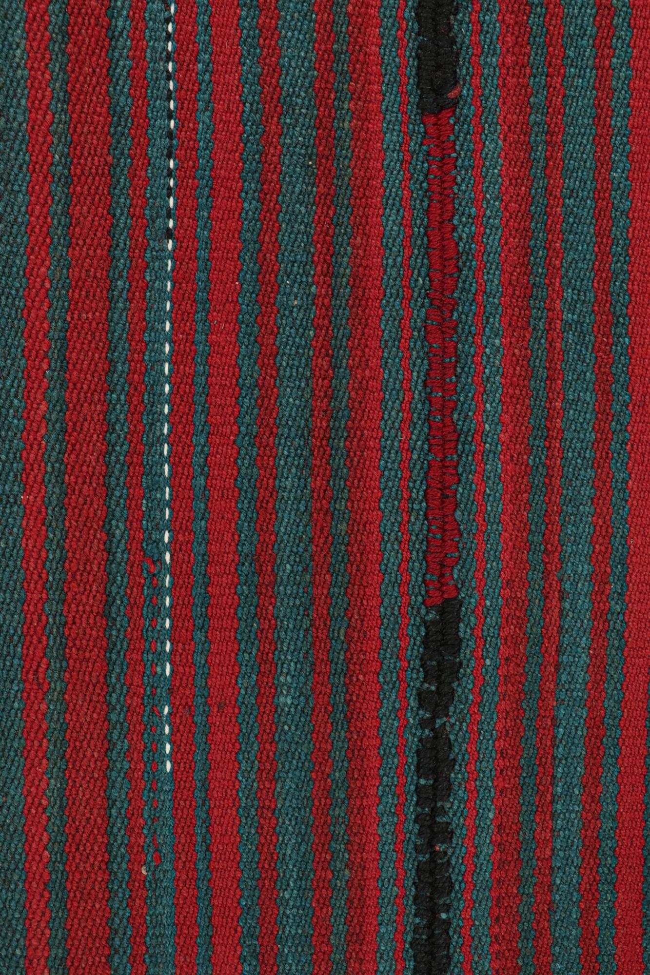 Tribal Vintage Shahsavan Palas Persian Kilim in Red & Blue Stripes For Sale