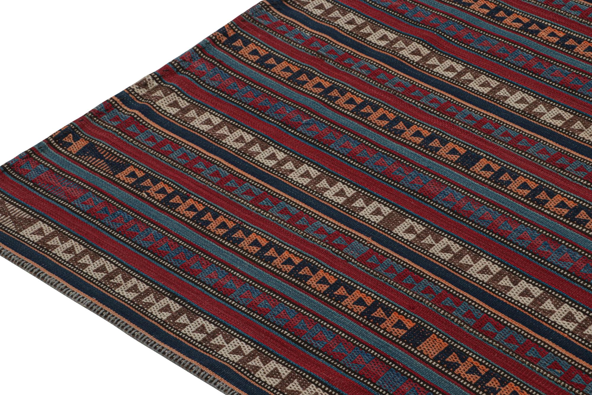 Vintage Shahsavan Persian Jajim Kilim with Stripes and Geometry In Good Condition In Long Island City, NY