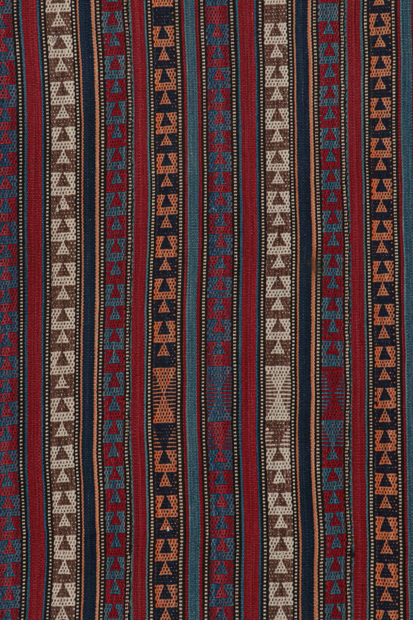 Mid-20th Century Vintage Shahsavan Persian Jajim Kilim with Stripes and Geometry