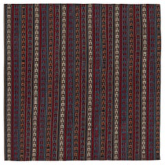 Vintage Shahsavan Persian Jajim Kilim with Stripes and Geometry