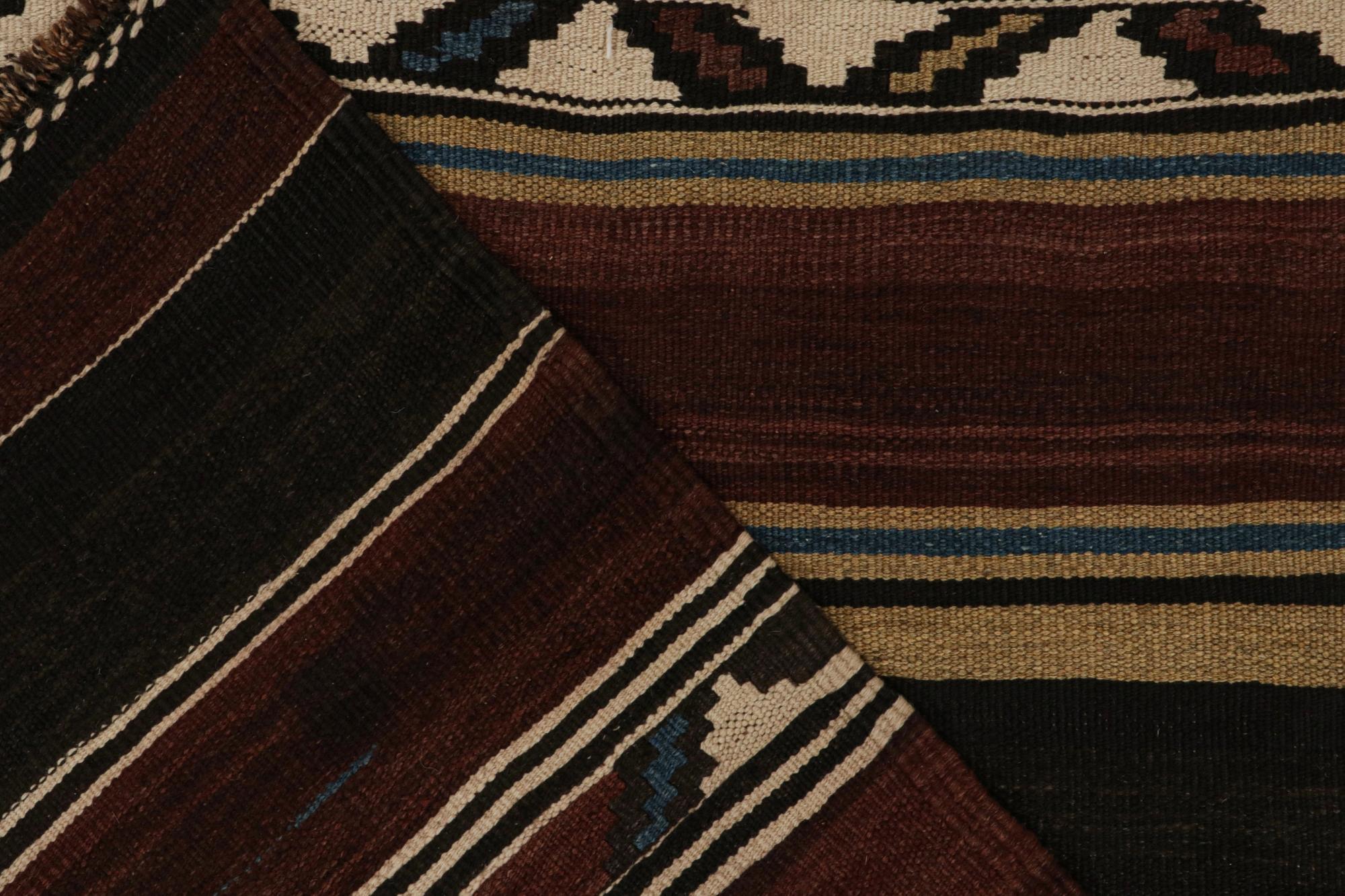Wool Vintage Shahsavan Persian Kilim in Beige, Brown & Blue For Sale