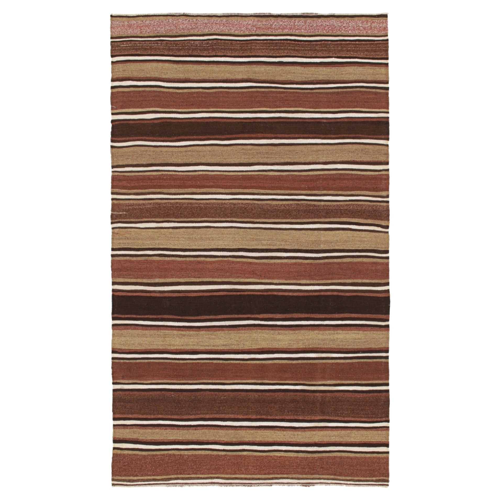 Kilim persiano vintage Shahsavan a strisce beige-marrone e bianche