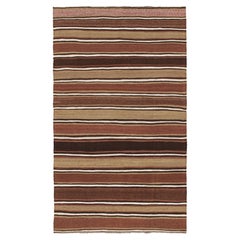 Kilim persiano vintage Shahsavan a strisce beige-marrone e bianche