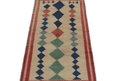 Vintage Shahsavan Persian Kilim in Beige with Diamond Pattern by Rug & Kilim