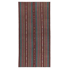 Kilim persiano vintage Shahsavan a strisce blu, marroni e marroni di Rug 
Kilim