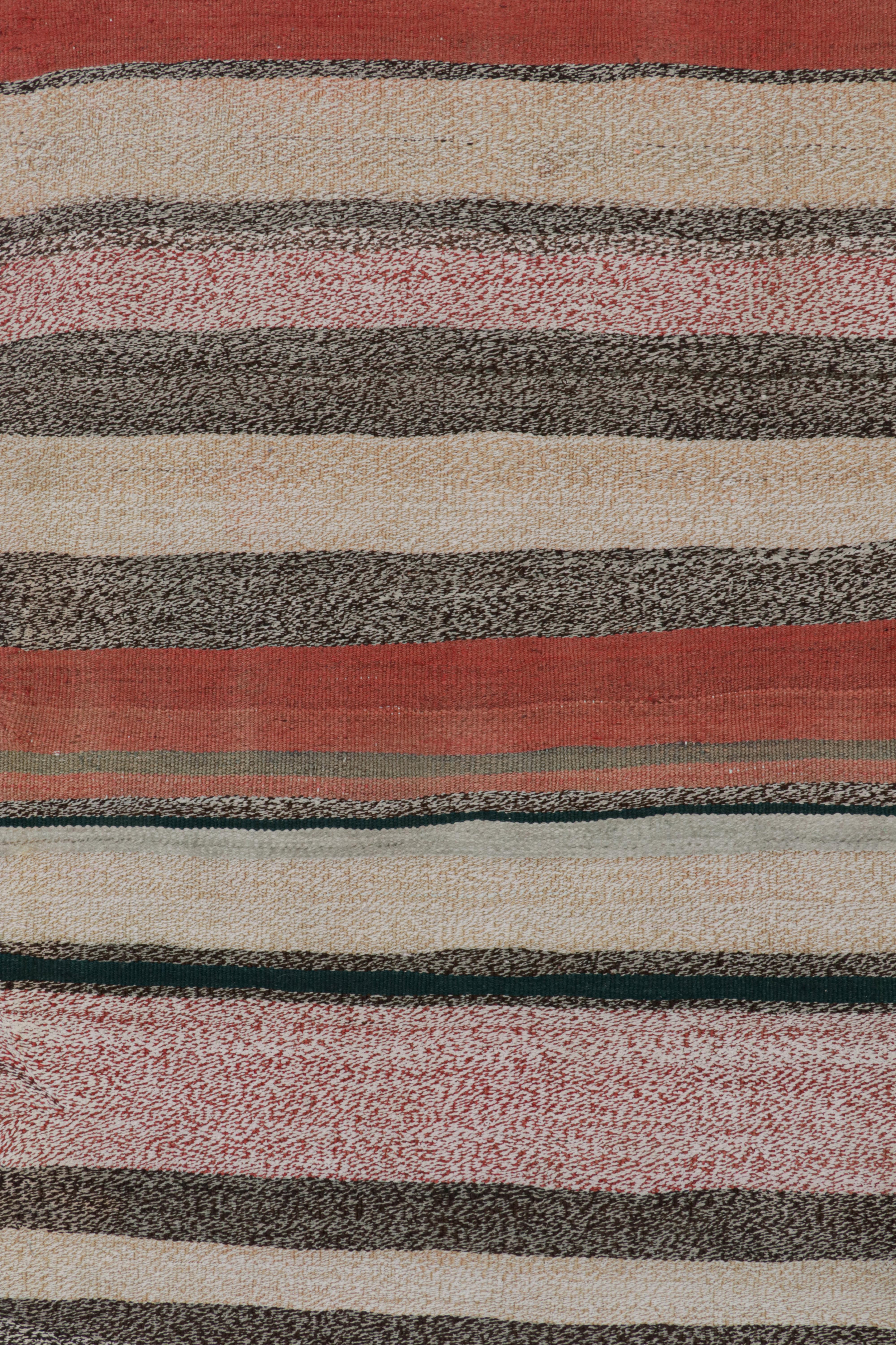 Tribal Vintage Shahsavan Persian Kilim in Gray and Red Stripes For Sale