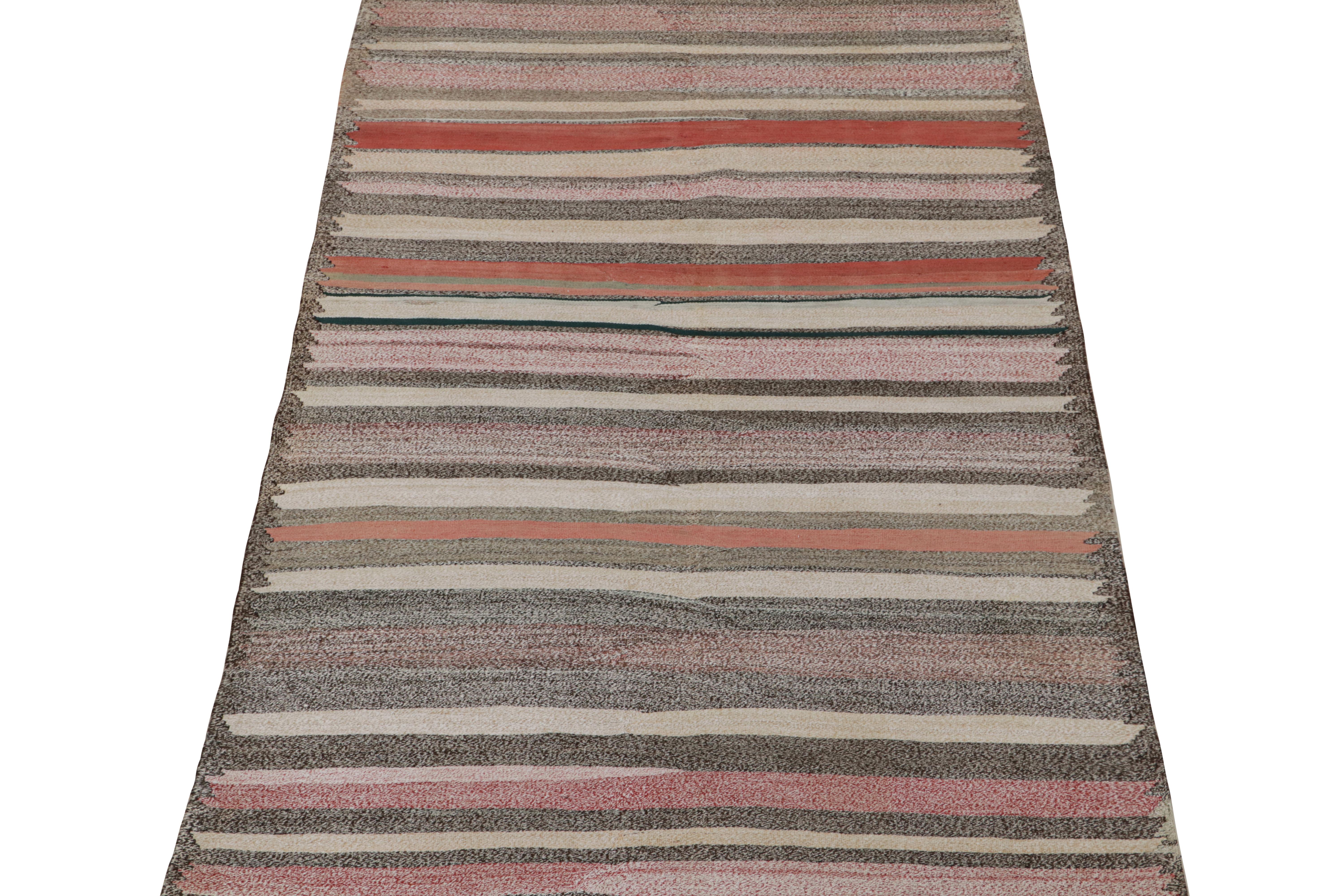 Vintage Shahsavan Persian Kilim in Gray and Red Stripes In Good Condition For Sale In Long Island City, NY