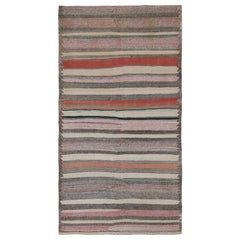Shahsavan - Kilim persan vintage à rayures grises et rouges