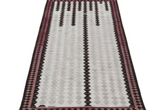 Vintage Shahsavan Persian Kilim in Gray & Brown Geometric Pattern