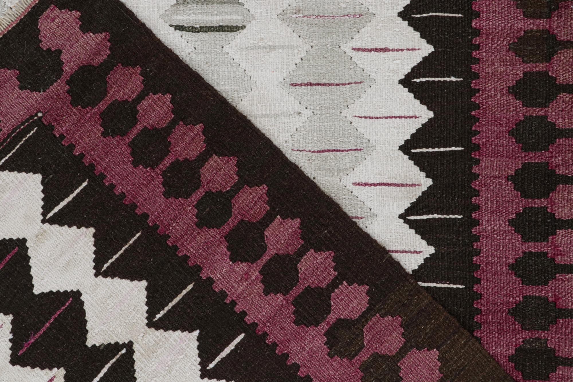 Wool Vintage Shahsavan Persian Kilim in Gray & Brown Geometric Pattern For Sale