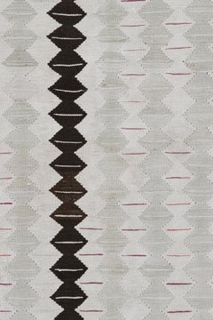 Vintage Shahsavan Persian Kilim in Gray & Brown Geometric Pattern