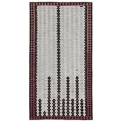 Vintage Shahsavan Persian Kilim in Gray & Brown Geometric Pattern