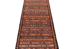 Vintage Shahsavan Persian Kilim in Orange with Geometric Patterns by Rug & Kilim
