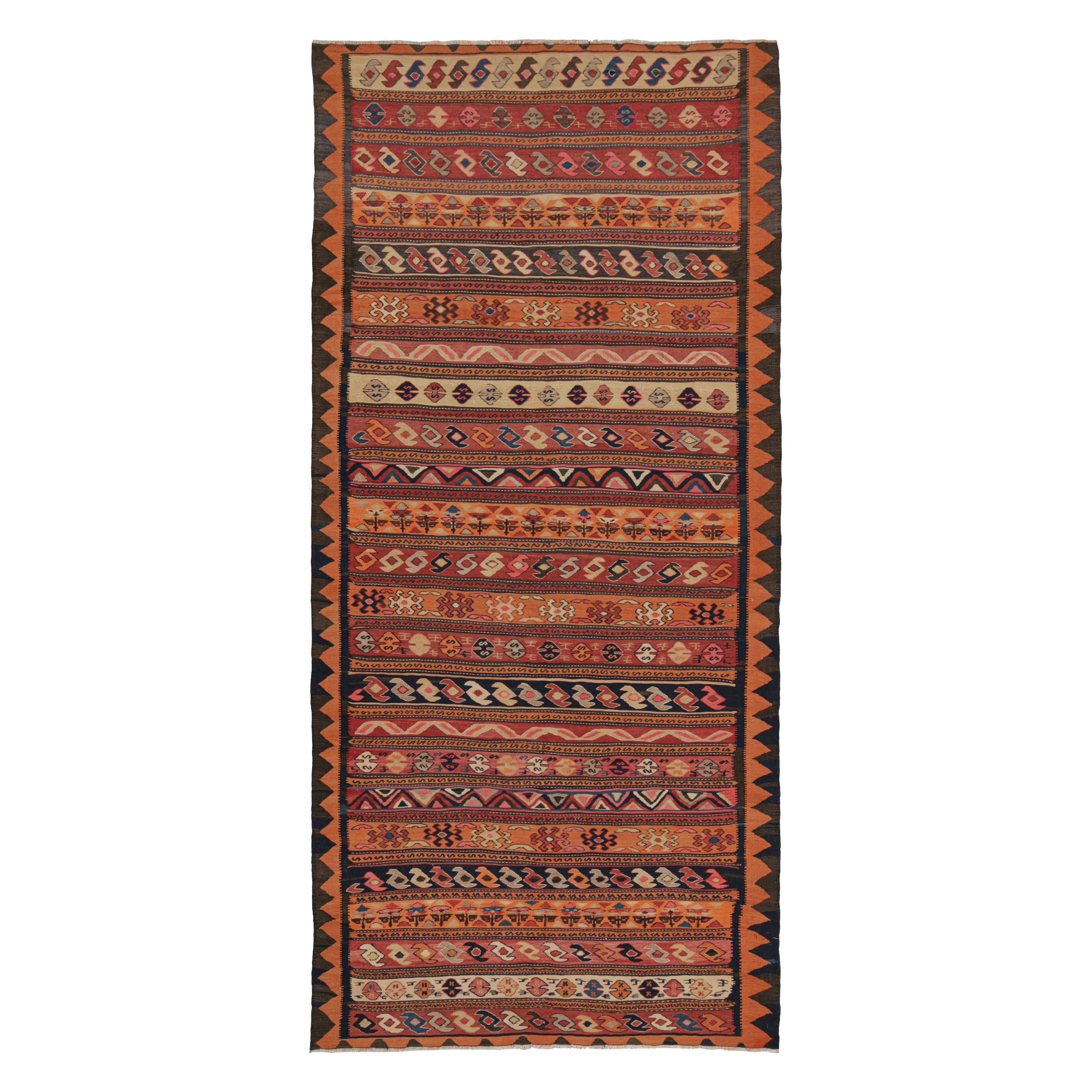 Shahsavan Persischer Kelim in Orange mit geometrischen Mustern von Rug & Kilim, Vintage