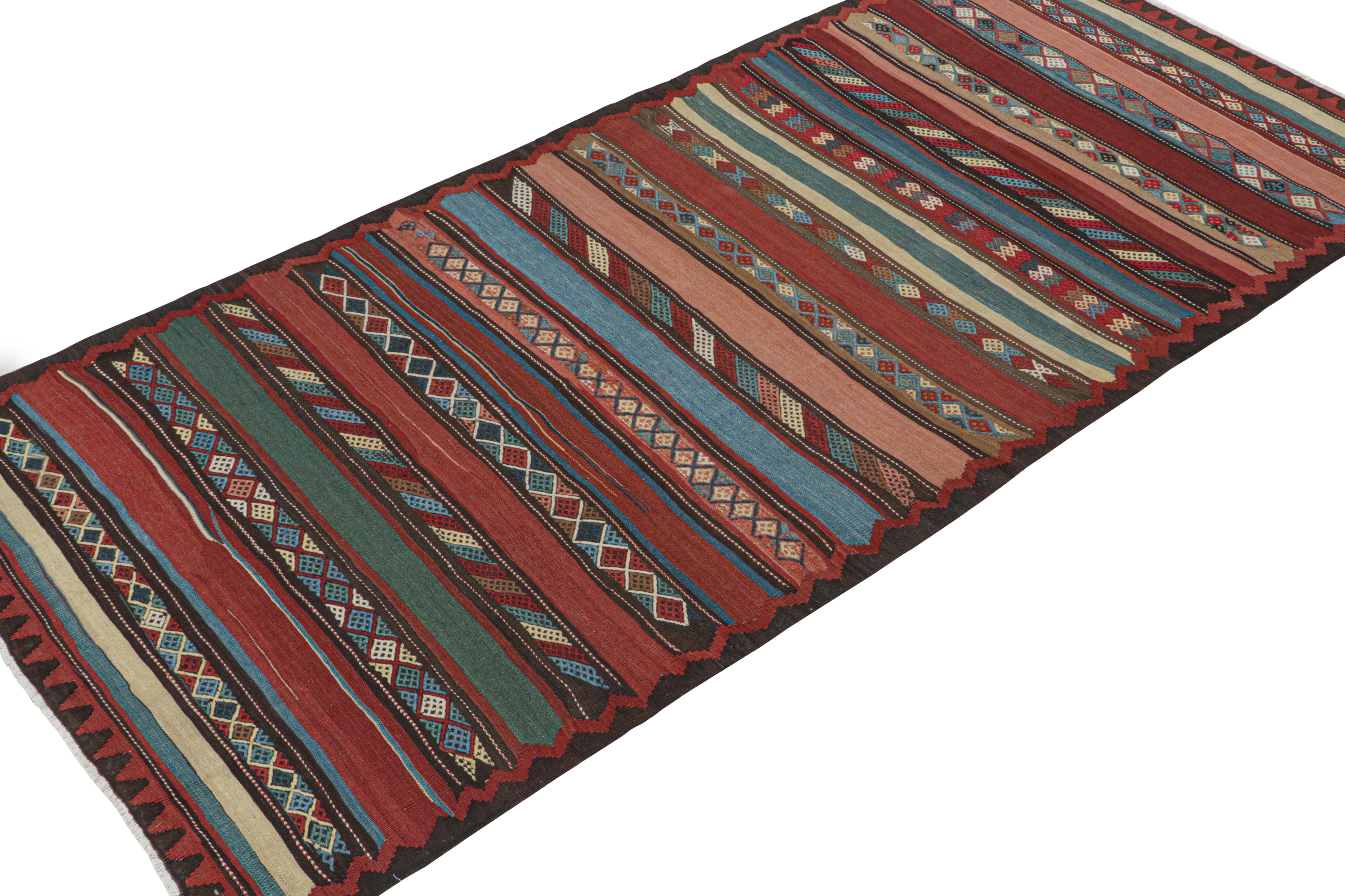 Tribal Vintage Shahsavan Persian Kilim in Polychromatic Patterns by Rug & Kilim For Sale