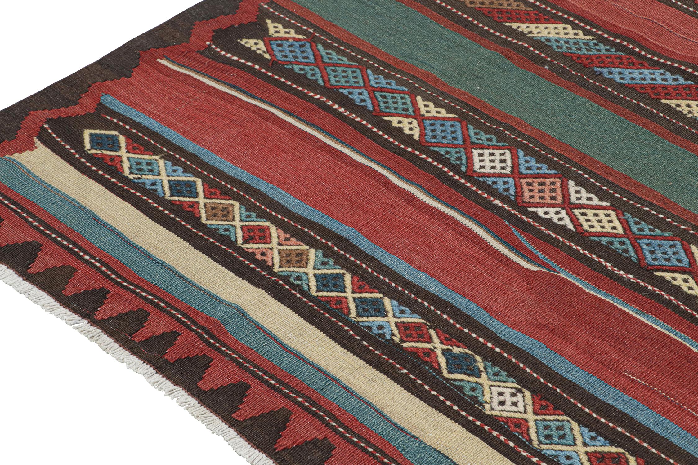 Hand-Knotted Vintage Shahsavan Persian Kilim in Polychromatic Patterns by Rug & Kilim For Sale