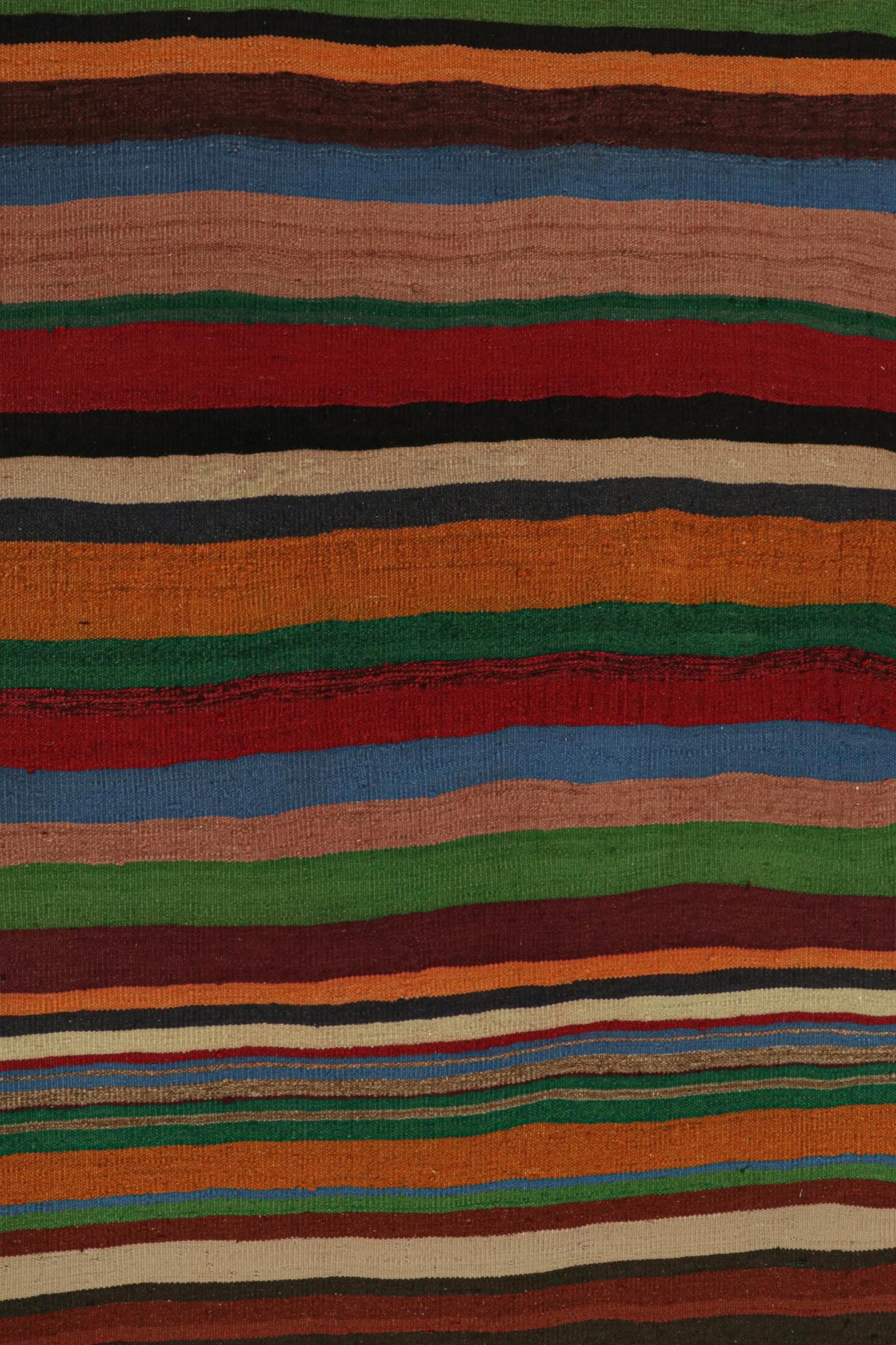 Tribal Vintage Shahsavan Persian Kilim in Polychromatic Stripes For Sale