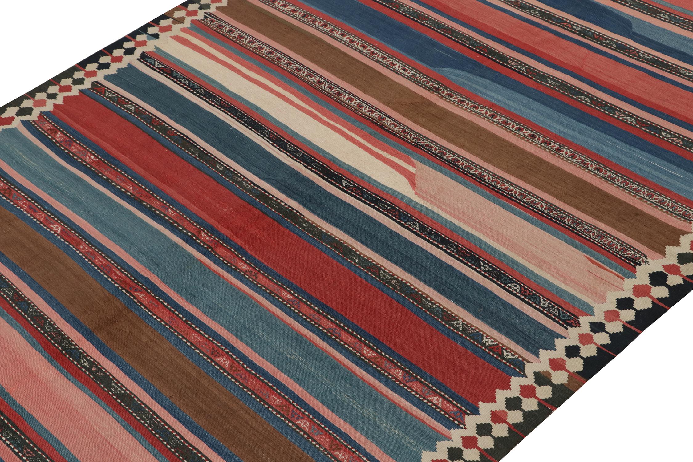 Hand-Knotted Vintage Shahsavan Persian Kilim in Polychromatic Stripes by Rug & Kilim For Sale