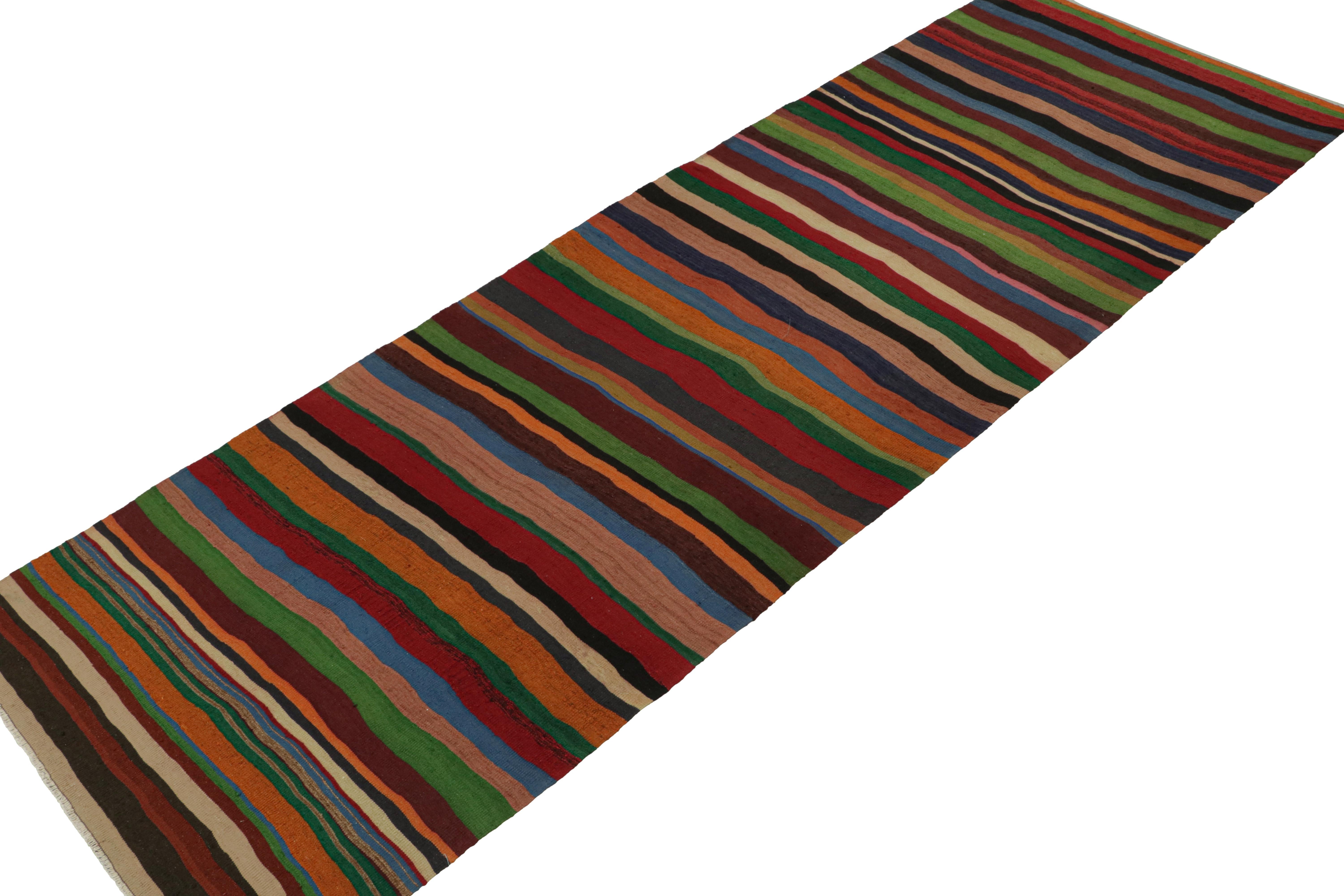 Hand-Knotted Vintage Shahsavan Persian Kilim in Polychromatic Stripes For Sale
