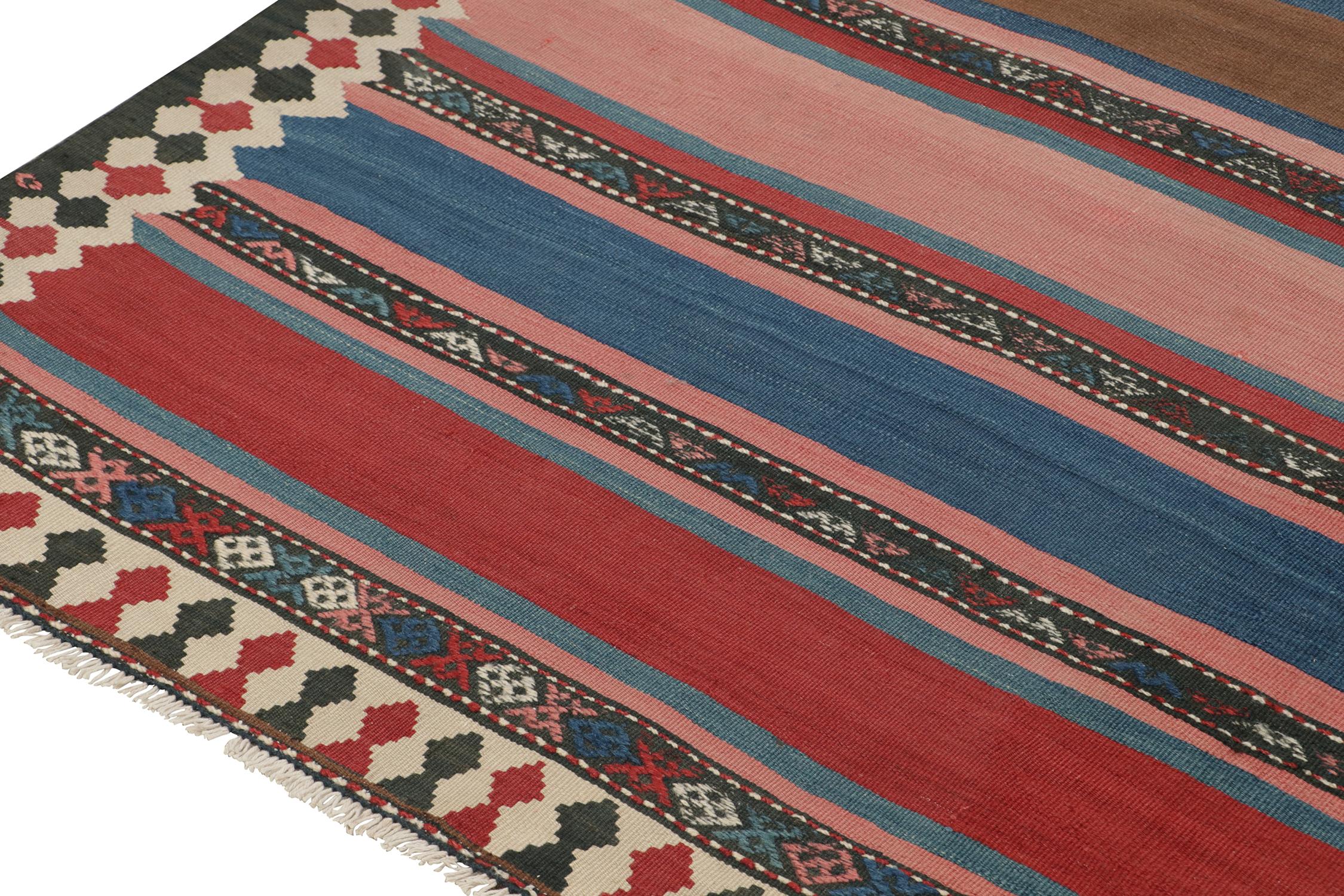 Hand-Knotted Vintage Shahsavan Persian Kilim in Polychromatic Stripes by Rug & Kilim For Sale