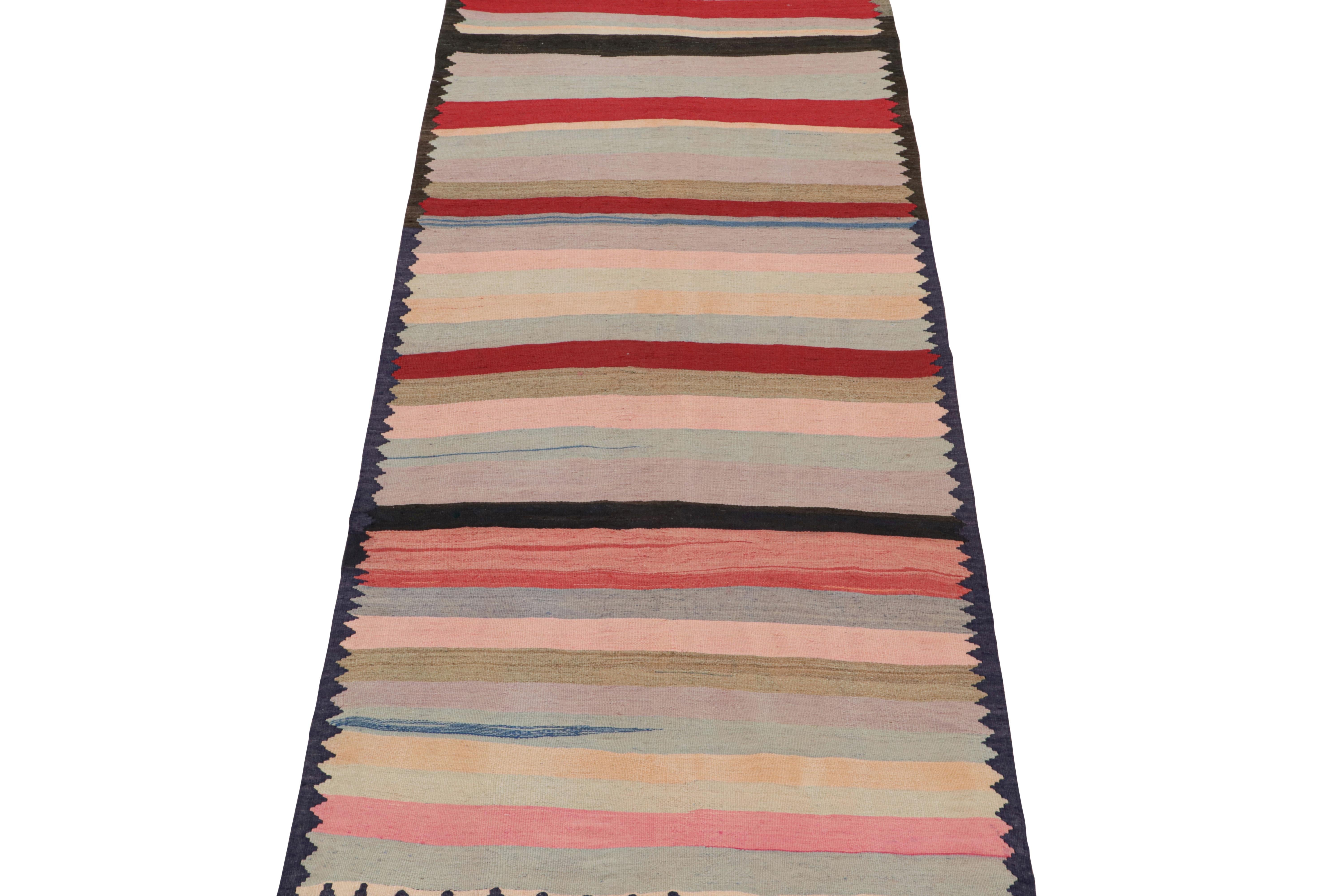 Vintage Shahsavan Persian Kilim in Polychromatic Stripes In Good Condition For Sale In Long Island City, NY